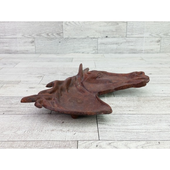 Vintage Horse Head Cast Iron Art Tray Dish Cigar Spoon Ashtray Western Decor - Picture 2 of 11